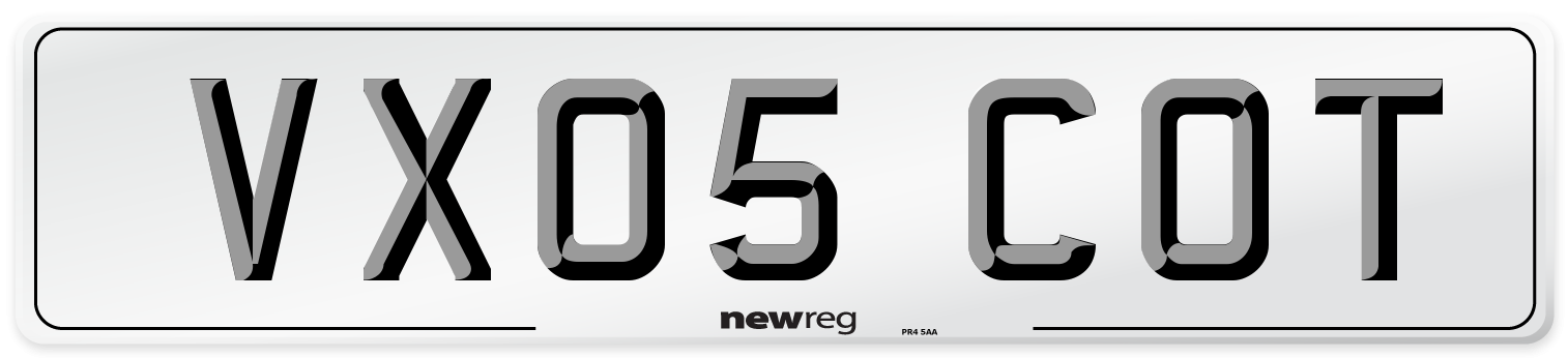 VX05 COT Number Plate from New Reg